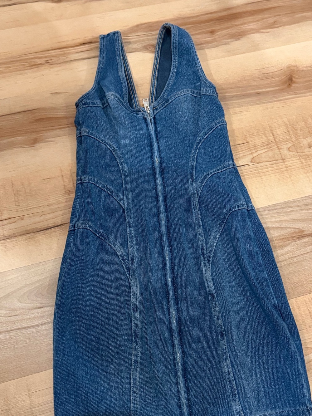 Guess Blue Sleeveless Denim Zip-Front Mini Dress